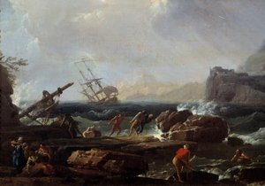 Scene for forlis Maleri av Joseph Vernet (1714-1789) Montpellier fra 1700-tallet, Musee Fabre av Claude Joseph Vernet