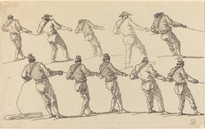 Ti menn som trekker i tau av Claude Joseph Vernet
