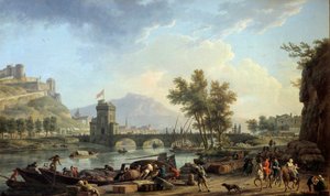 The Approaches of a Drill in 1774 Maleri av Joseph Vernet (1714-1789) 1774 Dim. 0,97x1,62 m Montpellier, Musee Fabre av Claude Joseph Vernet