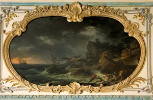 De fire delene av dagen: Sør- eller Tempete-skipene under et forlis i tørt hav. Maleri av Joseph Vernet (1714-1789) 1762. Dim. 0,85x1,35 m. av Claude Joseph Vernet