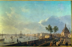Havnen i Bordeaux med vollene Maleri av Joseph Vernet (1714-1789) 1700-tallet. Paris. Marinemuseum av Claude Joseph Vernet