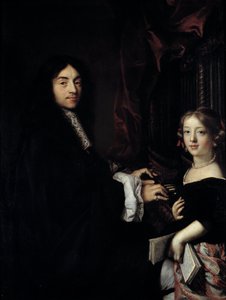 Portrett av organisten Charles Couperin (1638-1679) med datteren til maleren Maleri av Claude Lefebvre (1632-1675) 1600-tallet Søn. 1,27x0,96 m av Claude Lefebvre