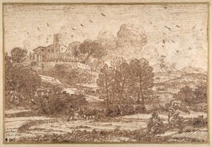 Hagar og engelen (penn og brunt blekk på papir) av Claude Lorrain