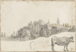 En utsikt utenfor Piazza del Popolo i Roma, 1640-41 av Claude Lorrain