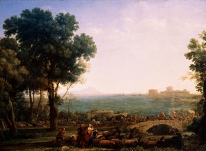 Slaget på broen, slaget mellom keiserene Maxentius og Konstantin, 1655. av Claude Lorrain