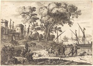Kystscene med en artist (Le dessinateur) av Claude Lorrain
