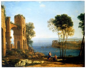 Kystutsikt med Apollo og Cumaean Sibyll, mellom 1645 og 1649. av Claude Lorrain