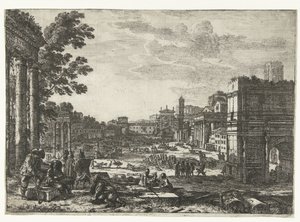 Forum Romanum te Roma Campo Vaccino av Claude Lorrain