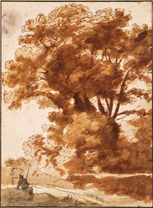 Gruppe med trær og hvilende gjeter, 1630-årene av Claude Lorrain