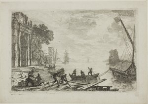 Havnescene med Rising Sun av Claude Lorrain