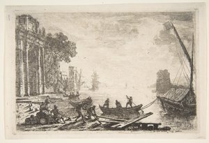 Havnescene med stigende sol, 1634. av Claude Lorrain