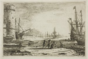 Havn med et stort tårn av Claude Lorrain
