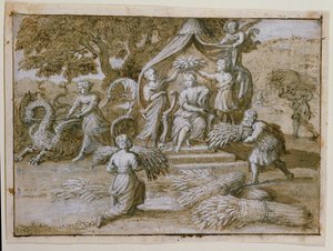 Homage to Ceres (blekk på papir) av Claude Lorrain