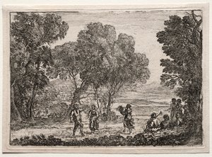 Landskap med en liten tallerken med countrydans, ca. 1637. av Claude Lorrain
