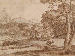 Landskap med en flokk hjort, 1666 av Claude Lorrain