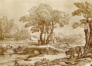 Landskap med bro av Claude Lorrain