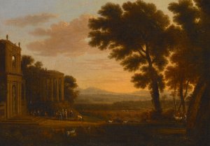 Landskap med psykofaren som ofrer ved det mililesiske tempelet i Apollo av Claude Lorrain