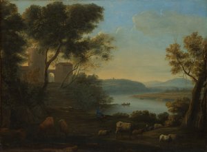 Pastoralt landskap: The Roman Campagna, ca. 1639. av Claude Lorrain