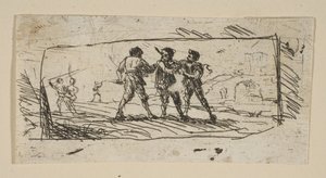 Studie med Brigands nedre seksjon, ca. 1633. av Claude Lorrain
