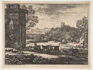 Flokken som vender tilbake i stormfullt vær, ca. 1650-51. av Claude Lorrain