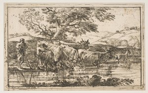Flokken ved vanningsplassen, 1635. av Claude Lorrain