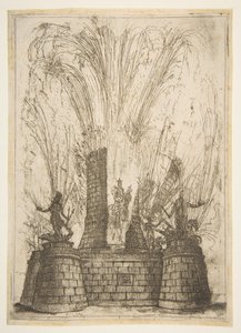 Rundetårnet revnet for å avsløre statuen av romernes konge, 1637. av Claude Lorrain