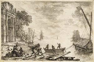 Havnescene med stigende sol, 1634 av Claude Lorrain