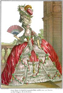 Fransk hoffkjole med brede vesker, 1778