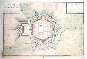 Atlas 131 E Plan of Saarlouis, fra Traite de Fortifications (penn og blekk og wc på papir)