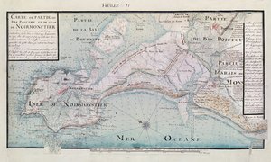 Atlas 131 H.fol 71 Kart over en del av Bas-Poitou og Ile de Noirmoutier, 1703 (penn, blekk og wc på papir)