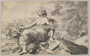 Allegori av Frankrike med armene til Richelieu Allégorie sur la Paix. av Claude Mellan