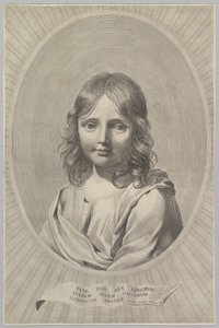 Byste av Jesus som et barn i en oval. av Claude Mellan