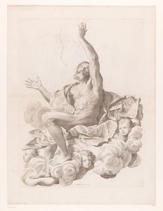St. Paul på sky omgitt av kjeruber av Claude Mellan