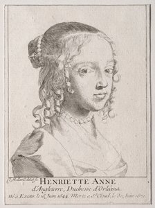 Henriette-Marie dAngleterre, hertuginne dOrleans. av Claude Mellan