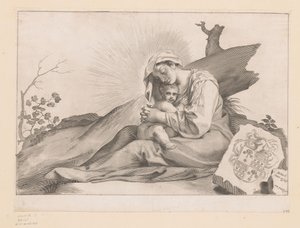 Mary med barn ved en trestubbe av Claude Mellan