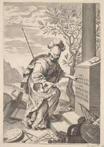 Minerva instruerer dauphinen, 1640. av Claude Mellan