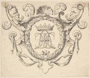 Monogram kronet. av Claude Mellan