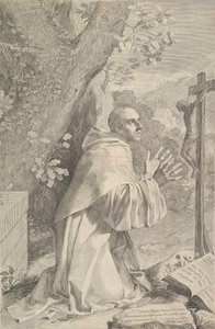 St. Bernard kneler foran et krusifiks, ca. 1655. av Claude Mellan