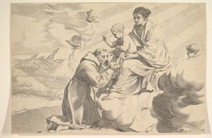 St. Frans av Assisi tilber Kristusbarnet på jomfrufanget.