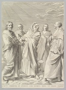 Sts. Anne, Joseph, Joachim, Bernard og John the Evangelist Kinship of the Virgin, 1648. av Claude Mellan
