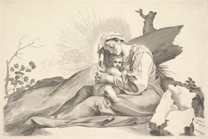 Jomfru og barn. av Claude Mellan