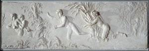 Pan forfølger Syrinx under blikket til Amour Bas-relieff av Claude Michel dit Clodion (1738-1814). Rundt 1782 Paris, Louvre-museet