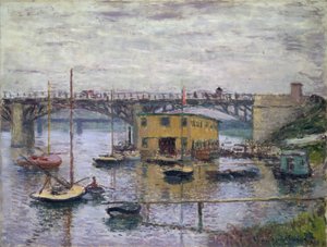 Bro ved Argenteuil på en grå dag, ca. 1876 (olje på lerret) av Claude Monet