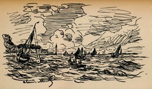 Munnen til Seinen ved Honfleur, c1865 av Claude Monet