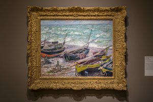 Fiskebåter ved Étretat av Claude Monet