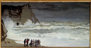 Grosse mer a Etretat-maleri av Claude Monet (1840-1926) 1868 Søn. 0,66x1,31 m Paris, musee d