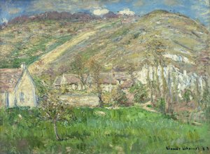 Hamlet i klippene nær Giverny; Hameau de Falaises pres Giverny, 1885 av Claude Monet