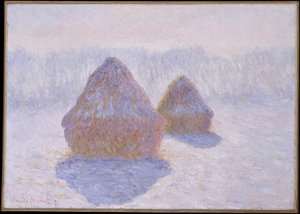Høystakker (effekt av snø og sol) av Claude Monet