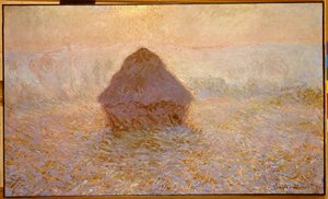 Høystakker, sol i tåken av Claude Monet
