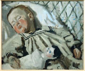 Sovende Jean Monet av Claude Monet